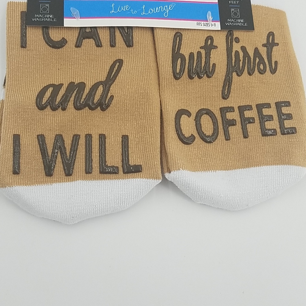 ⚡🎈➡️NWT I CAN and I will but first COFFEE Socks